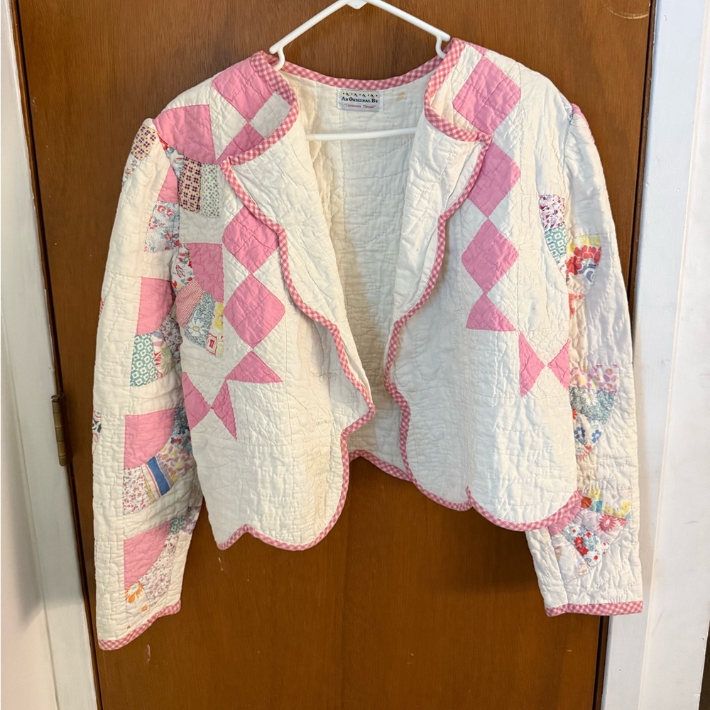Pink and White Quilted Patchwork Jacket